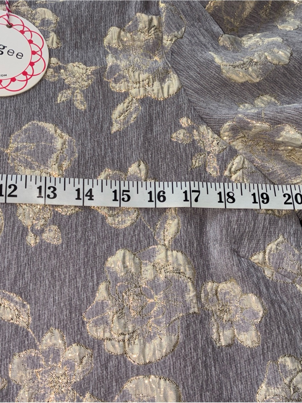 Umgee Gray Dress with Gold Floral Jacquard - Picture 6 of 8